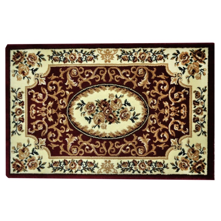 Covor clasic Hanze visiniu, 100% lana artificiala, Tesut antiderapant, 200x300 cm