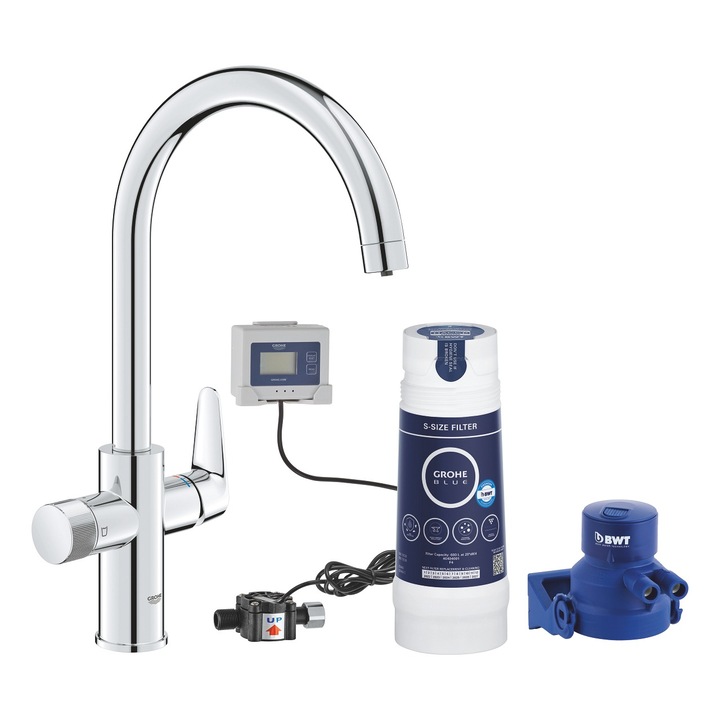 Grohe Bau Blue Pure 30555000 konyhai csaptelep, magas, C típusú, vízszűrő, 600 l-es szűrő, króm