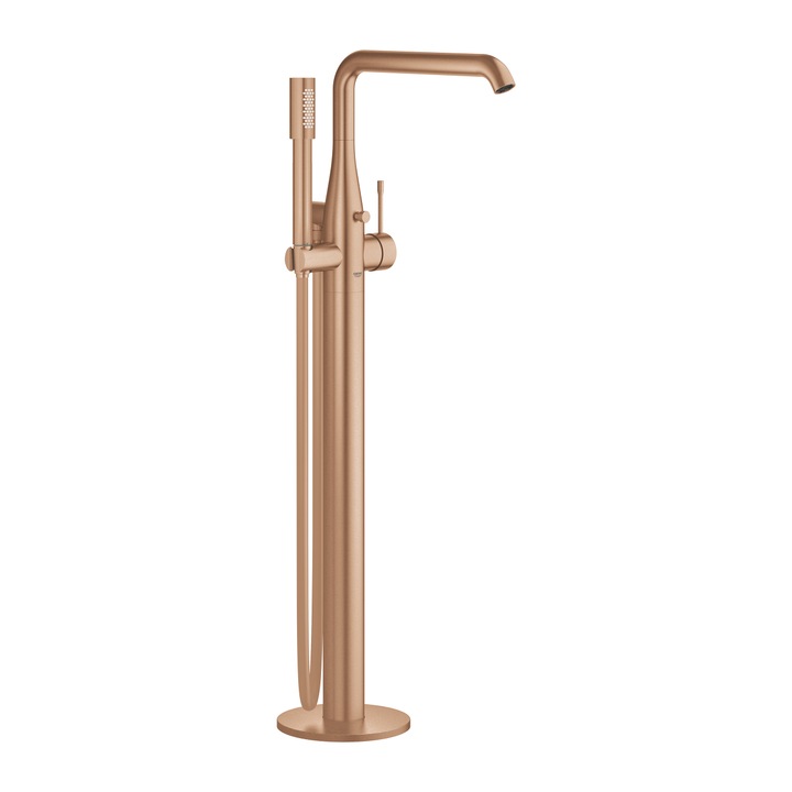 Baterie cada Grohe Essence 25248DL1, pe podea, diverter, set de dus, 1 functie, necesita valva, mat, cupru
