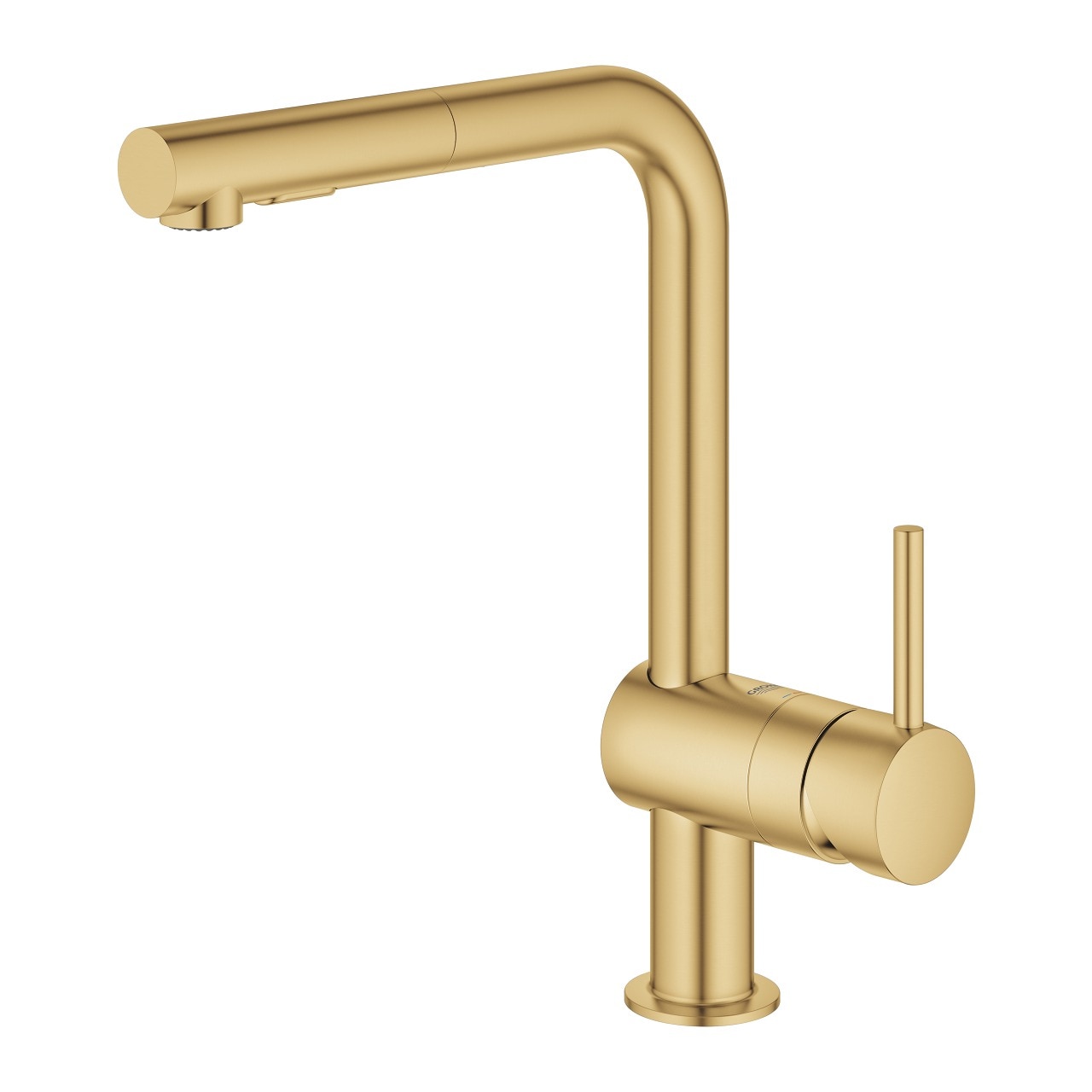 Baterie de bucatarie Grohe Minta 30274GN0, 3/8'', inalta, Tip L, us extractabil, mat, auriu