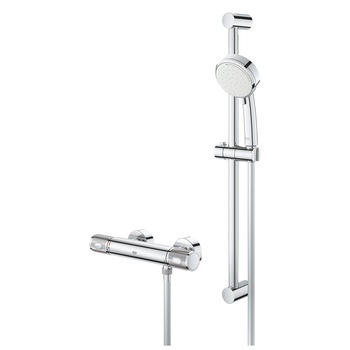 Baterie dus Grohe Grohtherm 1000 Performance, aparenta, termostat, coloana dus, 600 mm, crom, 34834000
