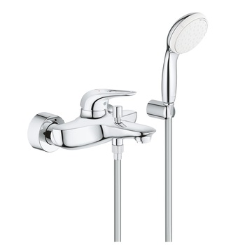 Set baterie cada Grohe Eurostyle 3359230A, monocomanda, diverter, para dus, 2 pulverizari, furtun 1.5 m, suport, crom