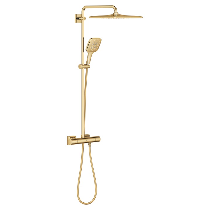 Sistem de dus Grohe SmartActive Cube, aparent, termostat, 310 mm, 1 functie, lucios, auriu, 26837GL0