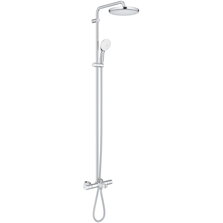 Sistem de dus Grohe Tempesta 250 26672001, aparent, pipa cada, termostat, 250 mm, 1 functie, crom