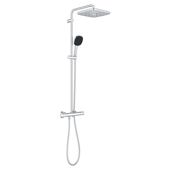 Sistem de dus Grohe Vitalio Cube 250, aparent, termostat, 250 mm, 1 functie, crom, 26696001