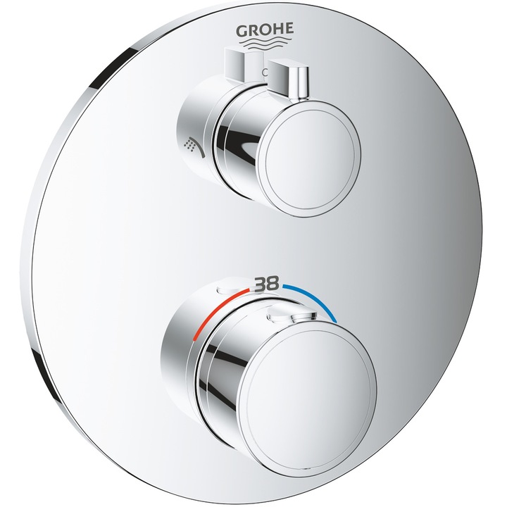 Grohe Grohtherm 24076000 vezérlőegység, falra szerelhető, termosztátos, elosztóval, 2 kimenettel, szelep nélkül, króm