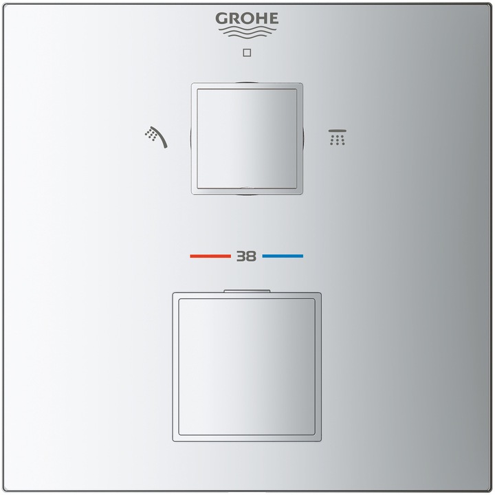 Контролен блок Grohe Grohtherm Cube 24154000, Видим, Термостат, Превключвател, 2 изхода, Необходим комплект за закрепване, Хром