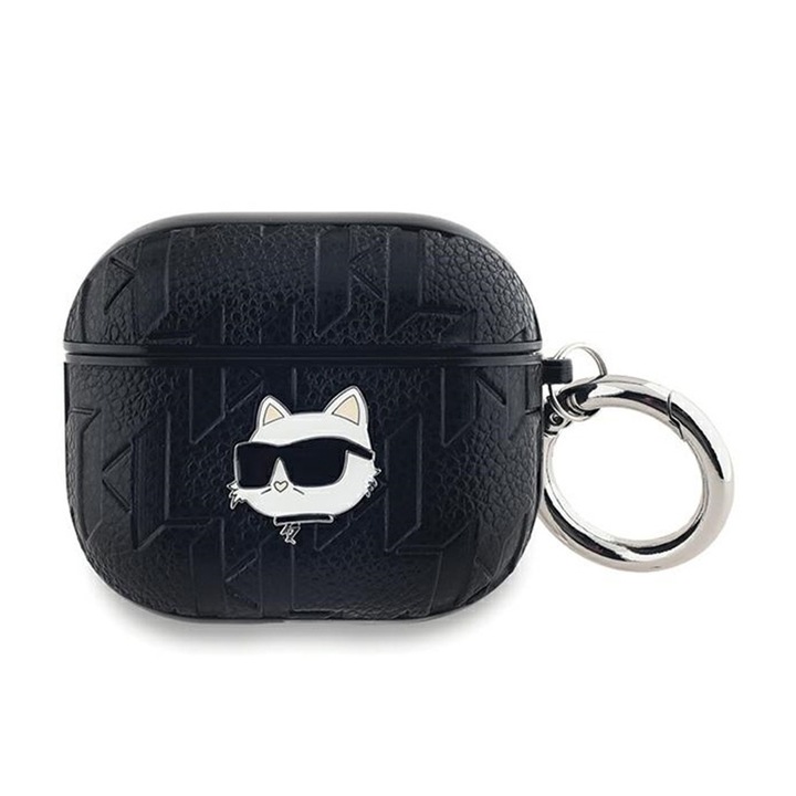 AirPods kompatibilis borító, Karl Lagerfeld, ökológiai bőr, fekete