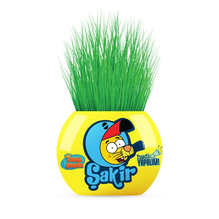 Cupa cu iarba cu ilustratie, kral-galben, YUUP