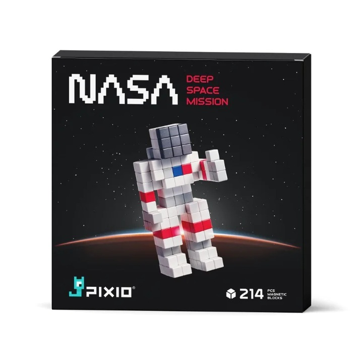 Set de constructie PIXIO, misiune spatiala NASA, 214 piese, multicolor, +6 ani