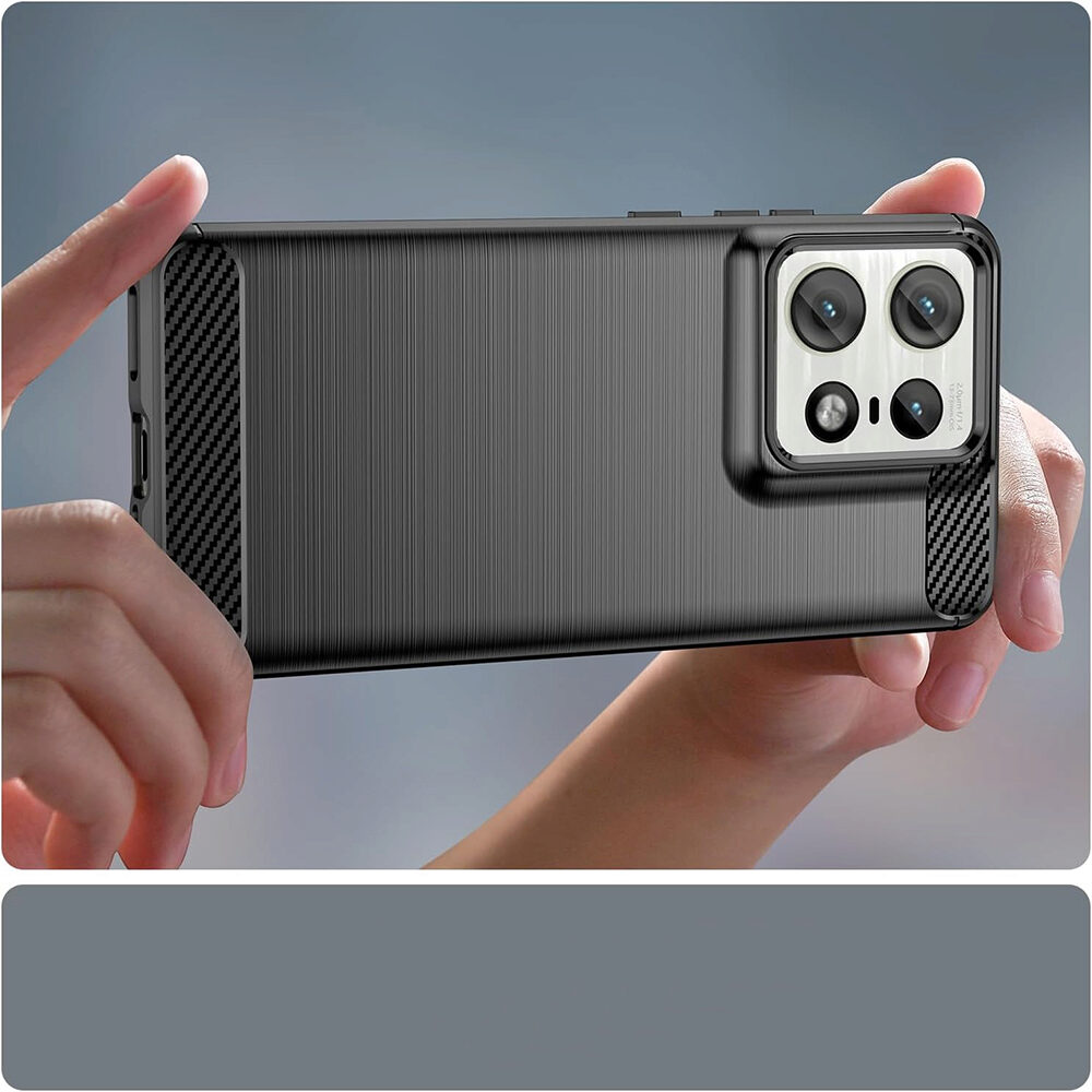 Husa protectie Carbon Silicone pentru Motorola Edge 50 Ultra - Negru