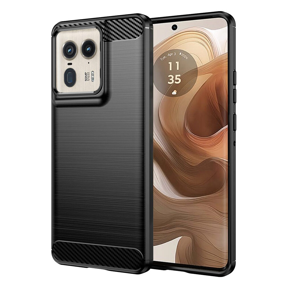 Husa protectie Carbon Silicone pentru Motorola Edge 50 Ultra - Negru