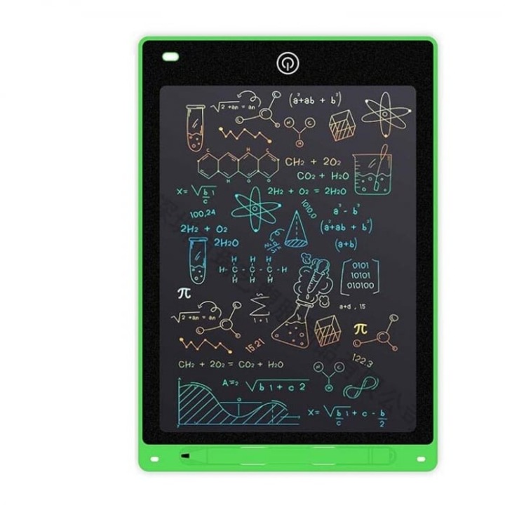 Tableta digitala pentru scris si desenat, diagonala 12 inch, ecran LCD, color, buton de stergere, pentru copii, stilou inclus, verde, Dactylion®