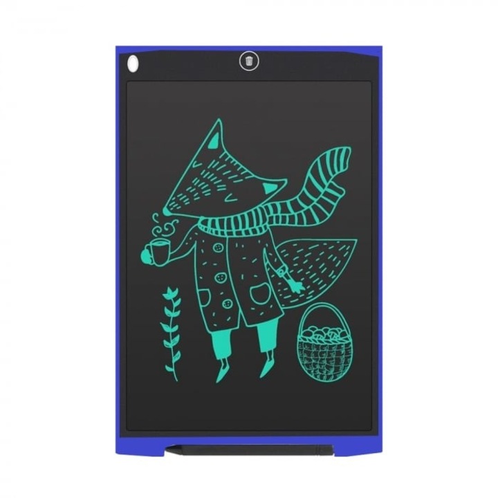 Tableta digitala pentru scris si desenat, diagonala 12 inch, ecran LCD, buton de stergere, pentru copii, stilou inclus, albastru, Dactylion®