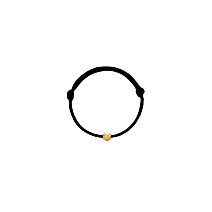 Inel cu snur reglabil si bila din Aur 14K de 2.5mm, Negru/Auriu