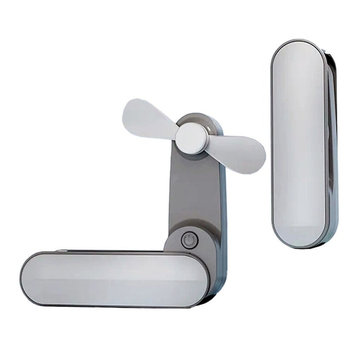 Преносим джобен вентилатор с батерия, OPTIM SOLUTION, безшумен, USB захранване, малък размер, дизайн с две нива на скорост, 9-15 часа работа, презареждаем, бял