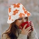 Caciula dama Jormftte, palarie tip bucket, material blana sintetica, multicolor, 56-58cm