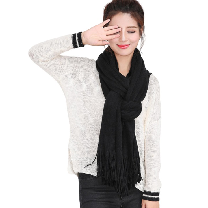 Női sál, fehér, 200x30cm, kasmír hatású anyagból, különleges alkalmakra