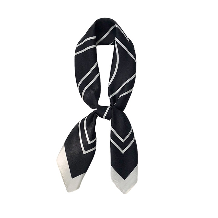 Chiffon sál, Jormftte, elegáns, fekete/fehér, 70x70cm