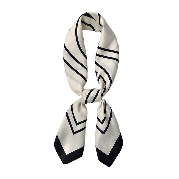 Női sál Jormftte, sifon, elegáns, fekete/fehér, 70x70cm