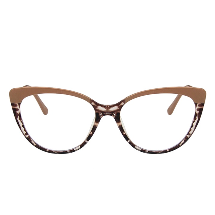 Ochelari de vedere HERUSI, anti lumina albastra, maro khaki albastru champagne, 14.1x4.4x14cm