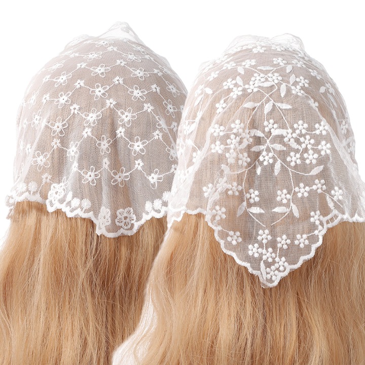 Set 2 bentite de par AMRINUGL, dantela, model floral, alb