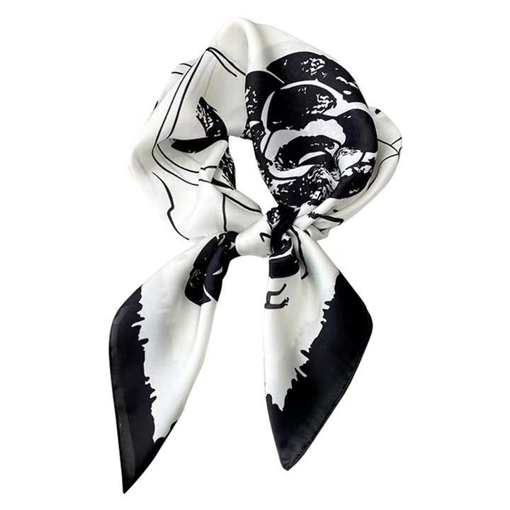 Fular mediu patrat satin pentru femei, BGHYHYHI, multicolor, 70x70cm