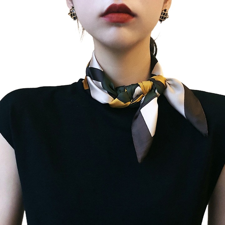 QttvbTna квадратен шал, коприна, елегантен дизайн, многоцветен