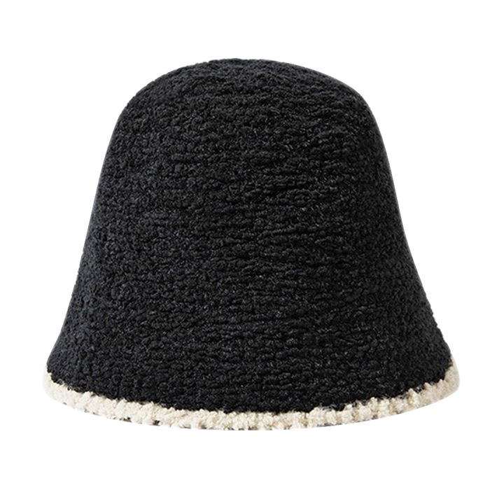 Jormftte meleg gyapjú cloche sapka, fekete, télre, elegáns és kényelmes