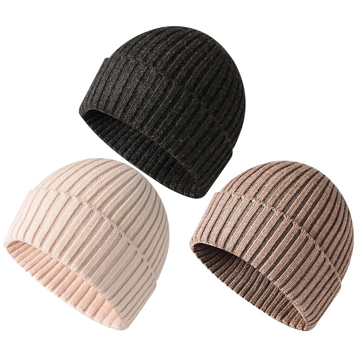 3 db-os QttvbTna sapka készlet, kötött, téli, többszínű