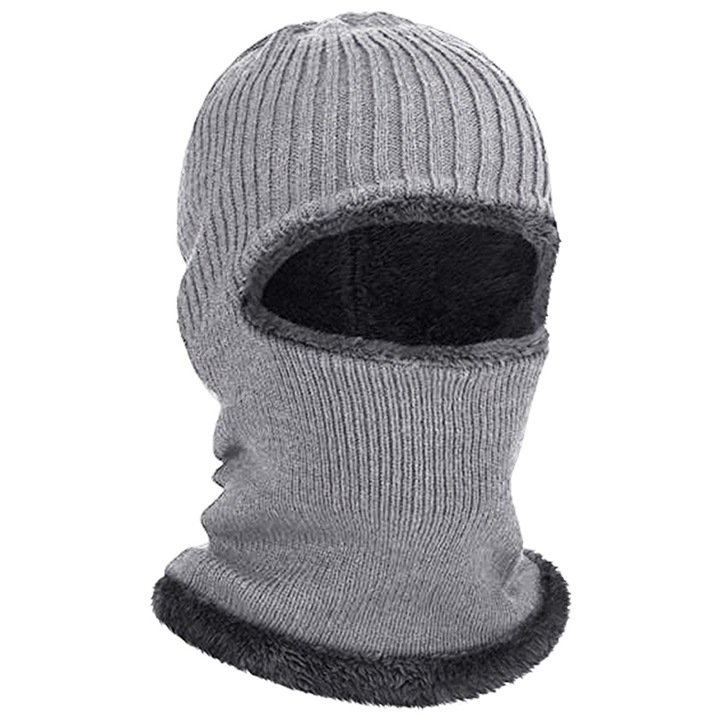 Teljes arcot takaró kötött arcmaszk Téli polár bélelt símaszk férfiaknak, nőknek, téli szívességek, szürke