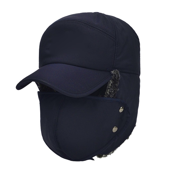 Jormftte téli sapka levehető arcrésszel, vízálló, műszőrme, kék