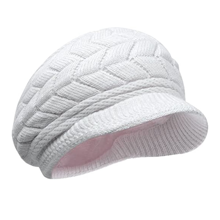 Jormftte női sapka, meleg, gyapjú, fehér, télre