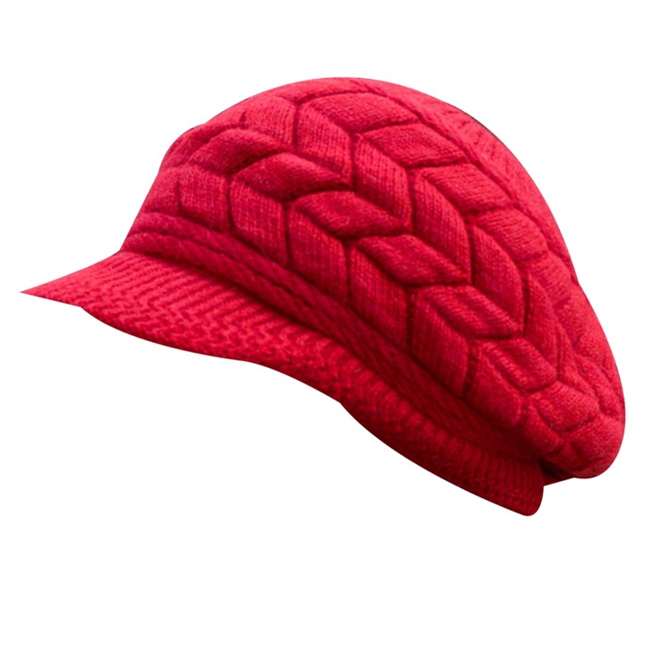 Jormftte téli női sapka, meleg, silddel, piros, egy méret