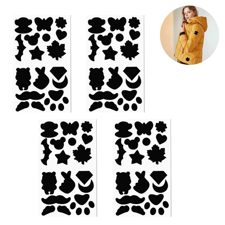 Set 4 patch-uri autoadezive pentru repararea jachetelor, Cozevdnt, Nylon, 15x25cm, negru