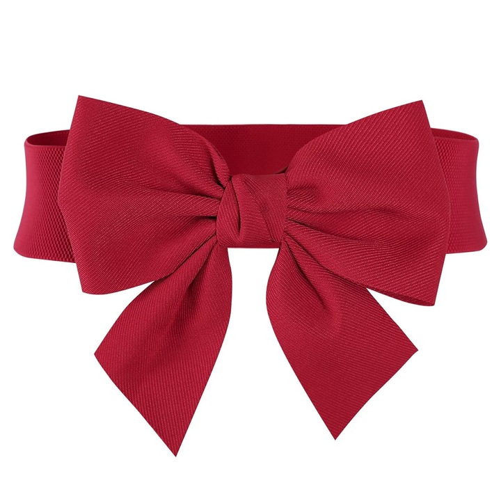 Bizaical női öv, széles rugalmas öv masnival, piros, 63x6cm