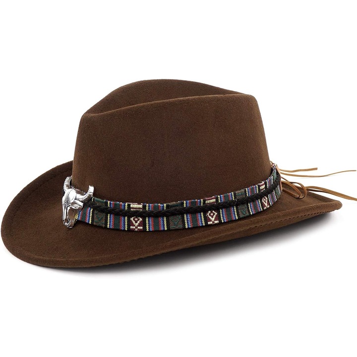 Cowboy sapka, QttvbTna, Állítható pánt, Légáteresztő, 54-58 cm, Barna