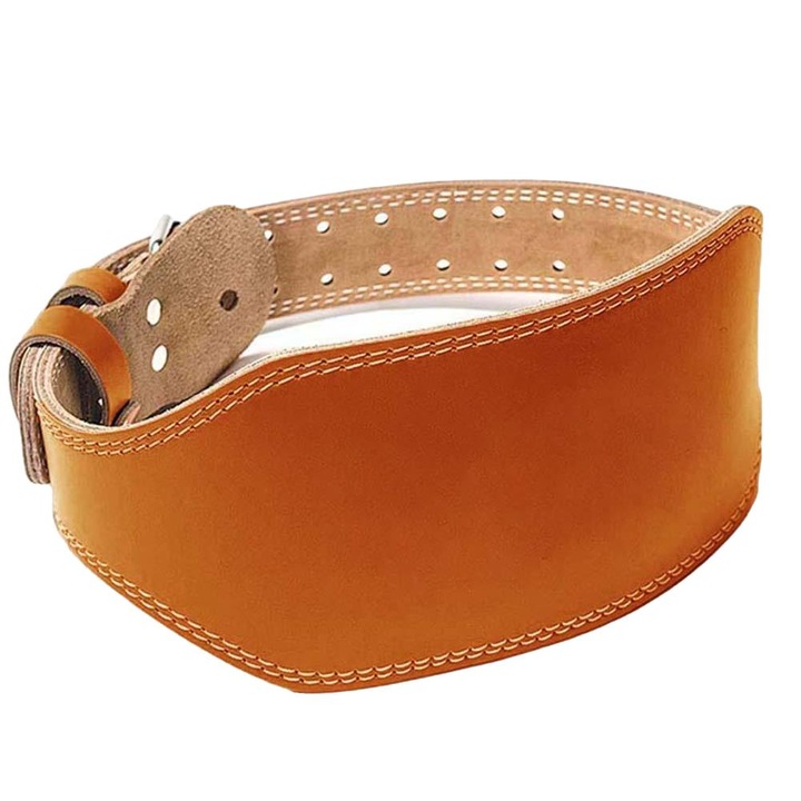 Колан за тежести QttvbTna, естествена кожа, кафяв, M-XL