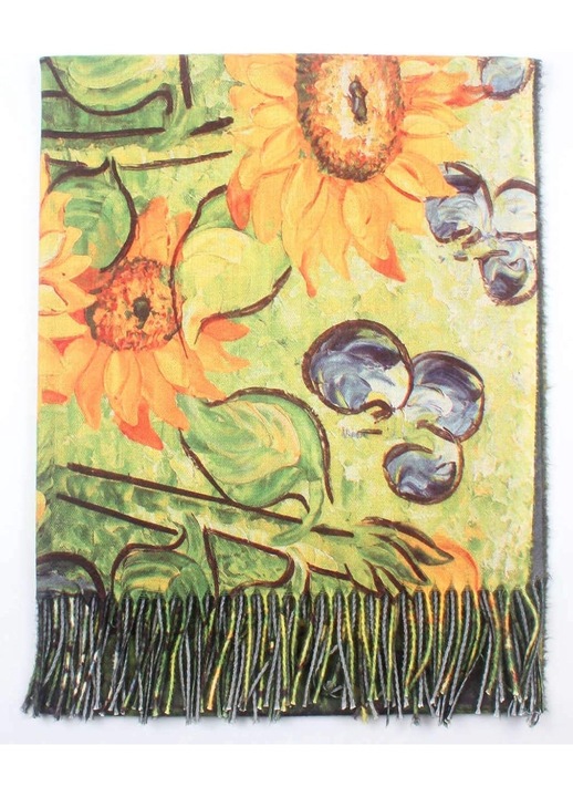 Esarfa mare, imitatie casmir, imprimeu artistic, multicolor, 200x70cm