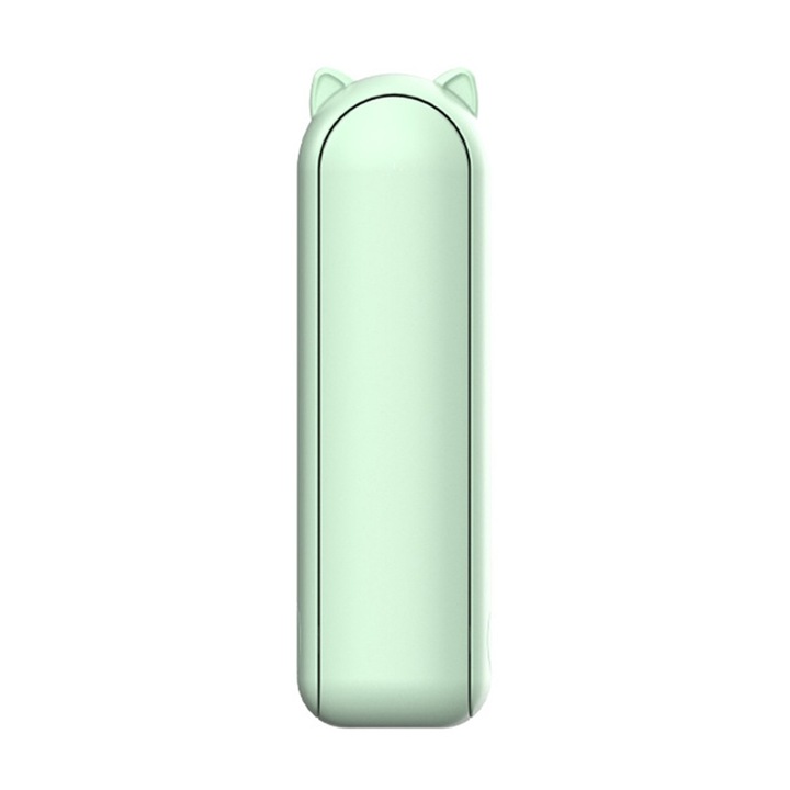 Ултра преносим вентилатор Power Kitty Command, безшумен, 3 нива на скорост, сгъваем, въртене на 270°, USB зареждане, капацитет на батерията 2000 mAh, ментово зелен