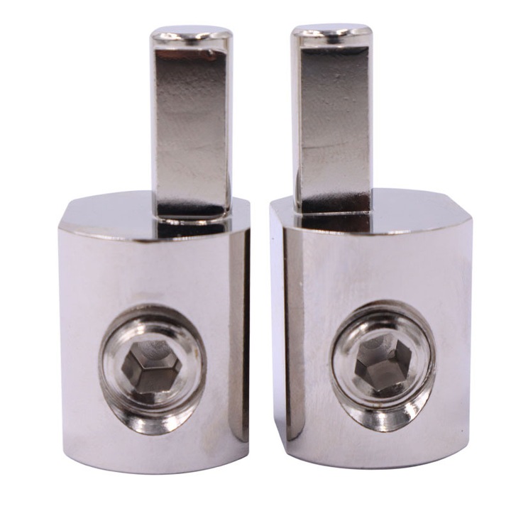 Set de 2 reductori de calibru 1/0 la 4 pentru amplificatoare, conectoare de alimentare si masa audio auto din alama robusta