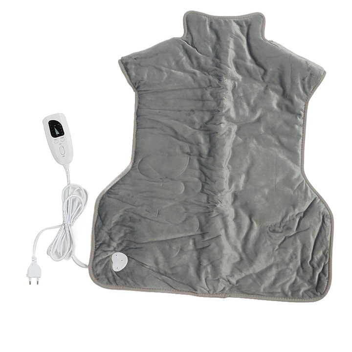 Tampa de incalzire pentru gat, Enforose, umar spate 6 setari caldura 4 temporizatoare oprire automata ameliorare oboseala invelis electric umeri iarna gri