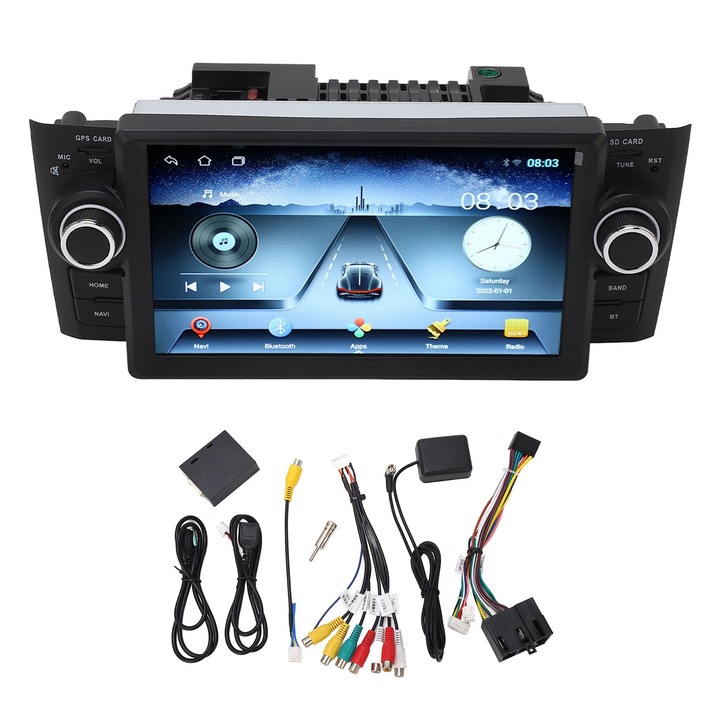 Tovbmup GPS-navigáció Fiat Grande Punto Linea 2007-2012-hez, 7 hüvelykes érintőképernyő, Android 12, Carplay Wireless, Bluetooth, WiFi, 2 GB RAM, 32 GB memória