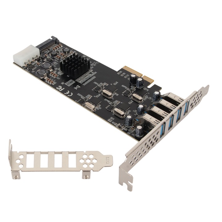 Мрежова карта, Tovbmup, 4 USB 3.0 порта, PCIe, 20Gbps, Черен