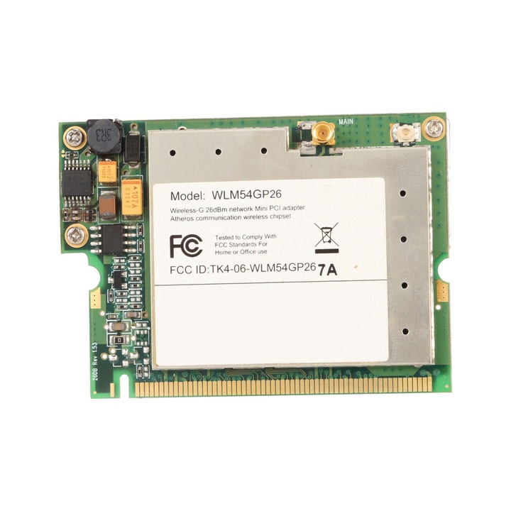 Mini PCI мрежова карта, Tovbmup, 2.4GHz, 108Mbps, IEEE 802.11 b/g, зелено/бяло