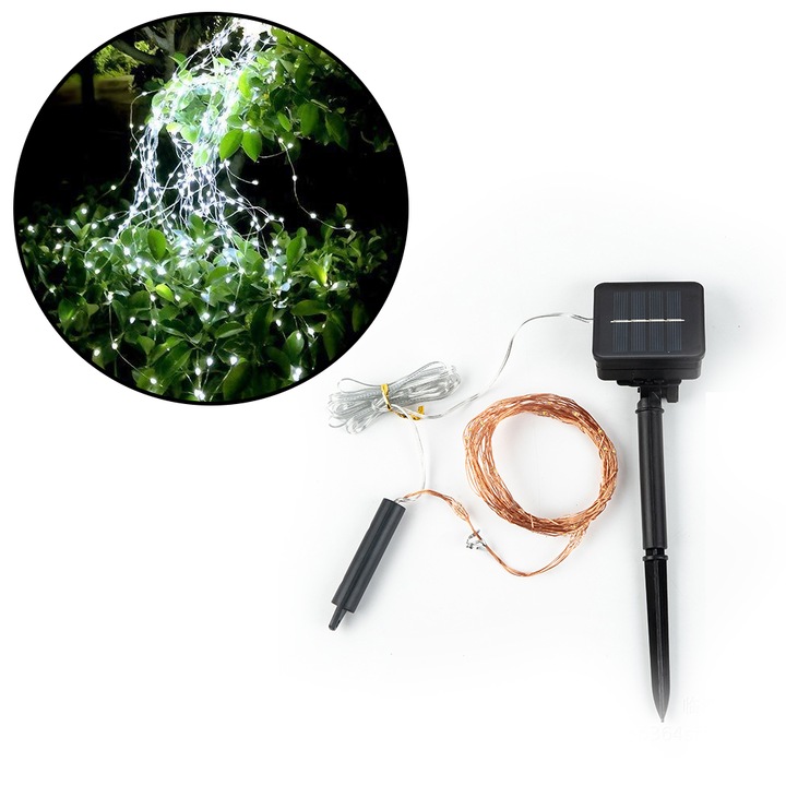 Lampa solara, efect cascada, 200 LED, 8 moduri, Rezistenta la apa