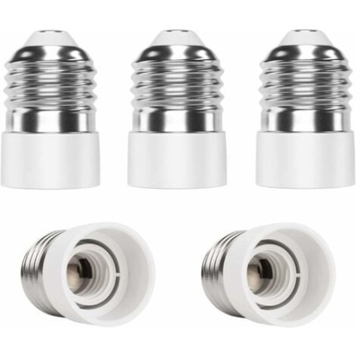 Set 5 x Adaptor dulie, E27 la E14, 240V, 80W, 5x5x10cm
