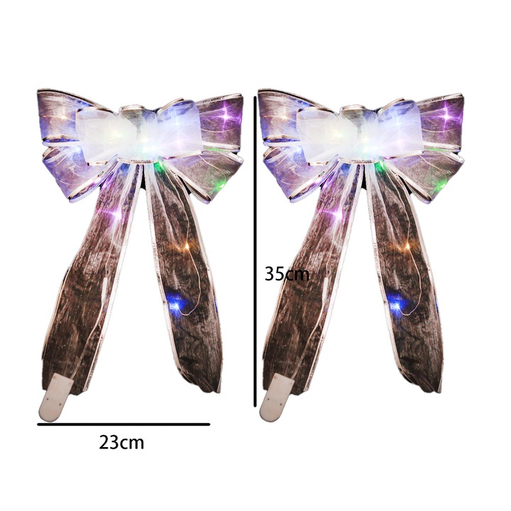 Set 2 fundite iluminate pentru bradul de Craciun, multicolor, 23x35cm