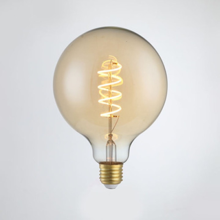 Retro LED lámpa E27 G125, méretei 5x5x2 hüvelyk, meleg világítás