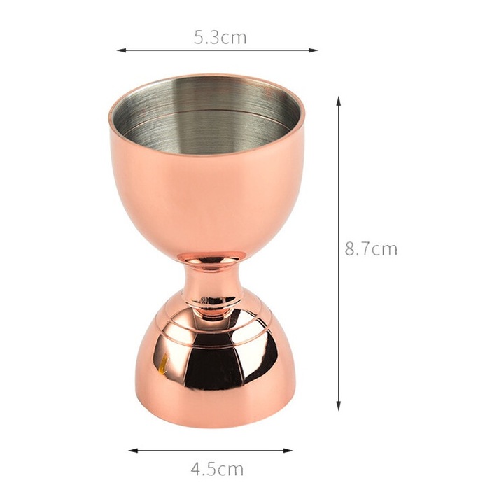 Rozsdamentes acél jigger, rózsaszín arany